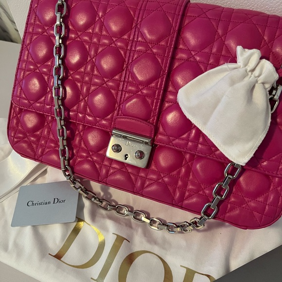 Christian Dior Fuchsia Cannage Quilted Lambskin Leather Miss Dior - Picture 6 of 15